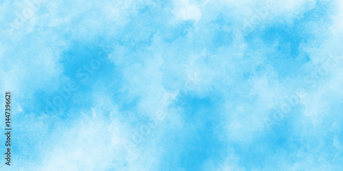 soft and cloudy watercolor abstract painting of blue grunge texture, Vibrant soft pastel watercolor clear blue sky with puffy clouds, Light Blue Watercolor Landscape with Soft white clouds.