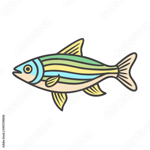 Isolated zebrafish vector illustration for aquarium fish pet shop or tropical fish guide use