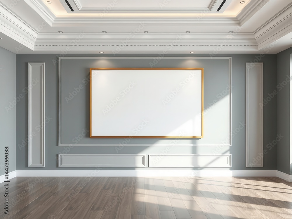 Stylish wall art mockup in an empty room showcasing modern and elegant design, elegant, modern, contemporary Stylish wall art mockup in an empty room showcasing modern and elegant design, elegant, modern, contemporary