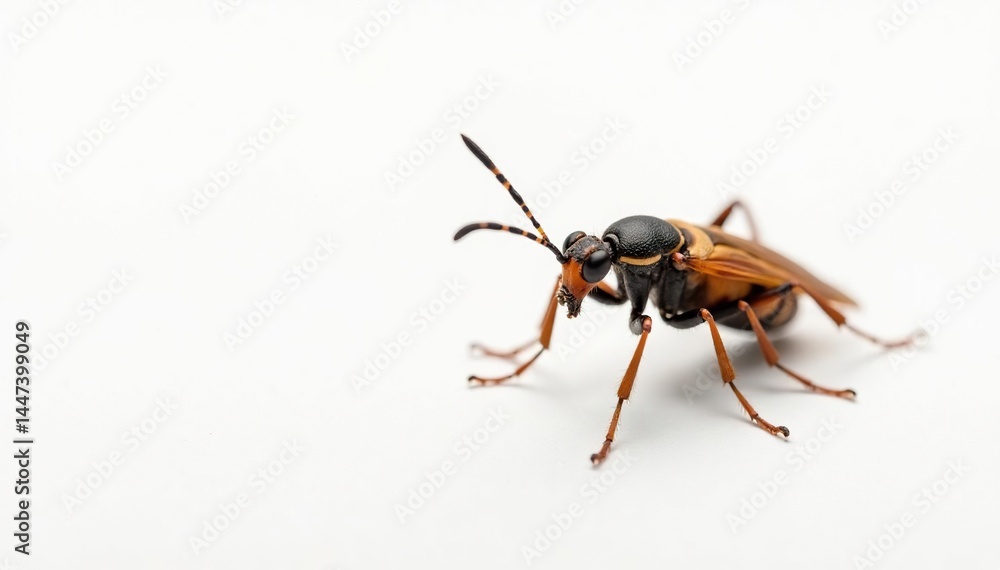 Close-up of single insect on pure white background, studio, isolated Close-up of single insect on pure white background, studio, isolated