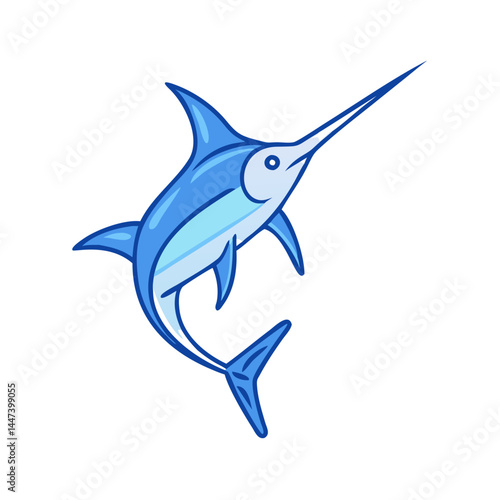 Illustration of a blue marlin fish swordfish ocean sea creature aquatic wildlife animal drawing vector art
