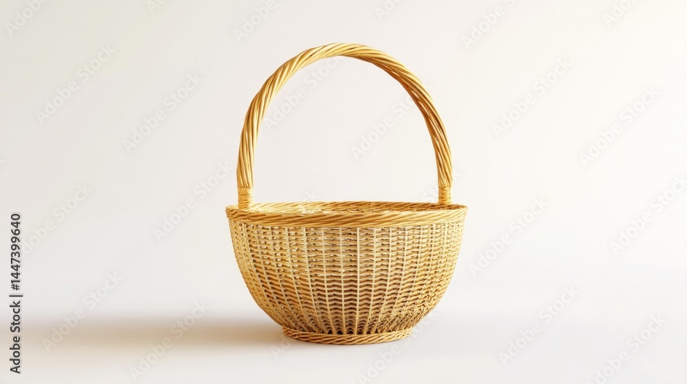 Fototapeta premium Round woven basket with arched handle