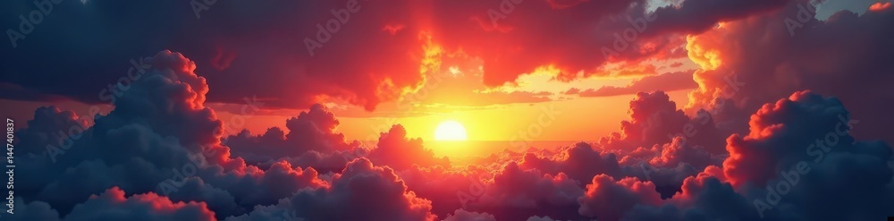 Obraz premium Fiery sunset, glowing wifi symbols, stormy clouds, signal, connection, glowing