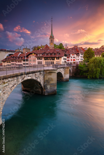 Bern, Switzerland. Cityscape image of the capital city of Switzerland, Bern at beautiful spring sunset.