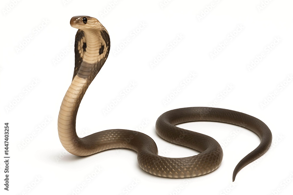 Fototapeta premium Cobra Snake on White Background – Isolated Studio Shot 