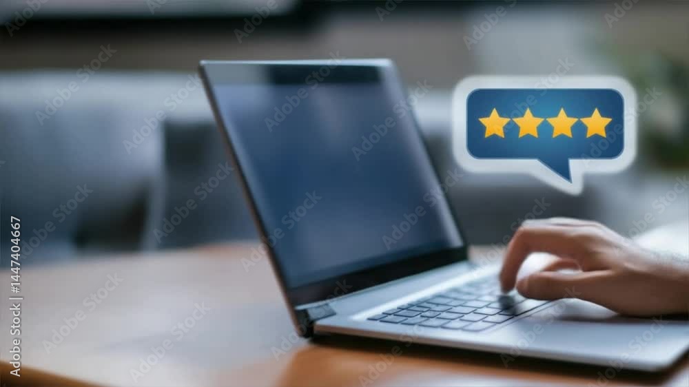 Businessman with smartphone submitting positive reviews on laptop screen, contrasting with negative customer reviews, negative feedback, and customer complaints Businessman with smartphone submitting positive reviews on laptop screen, contrasting with negative customer reviews, negative feedback, and customer complaints