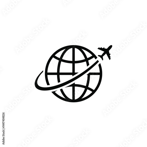 Plane travel round world, vector illustration