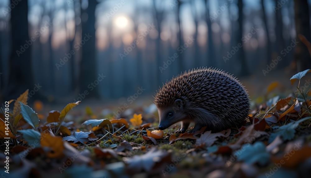 Obraz premium European Hedgehog foraging in a Forest Clearing