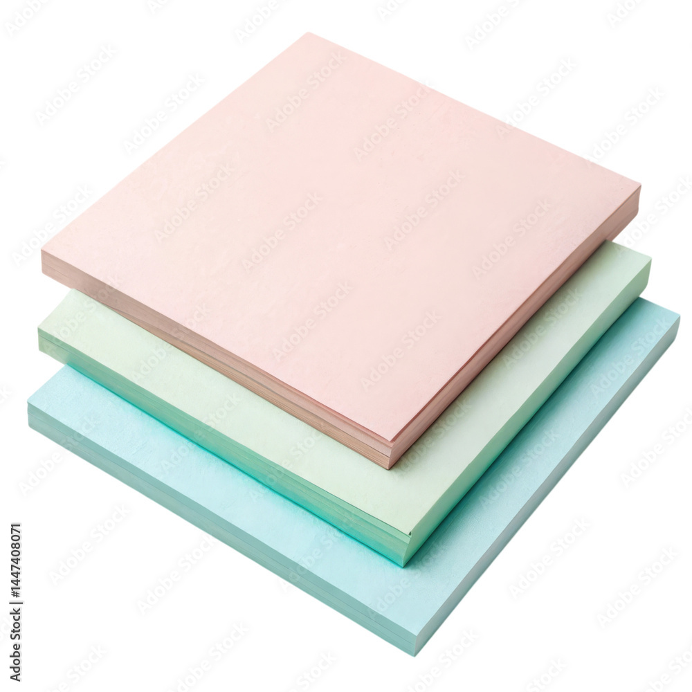 Fototapeta premium Stack of pastel-colored paper sheets on a black background.