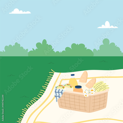 Flat background for international picnic day