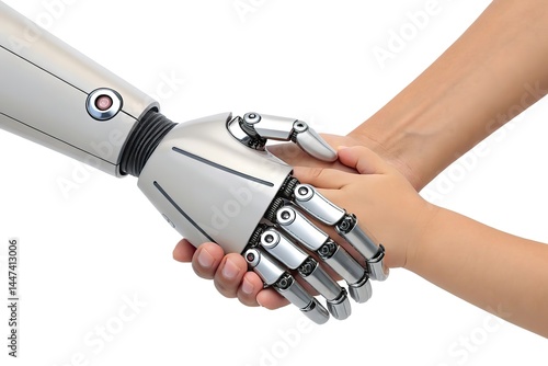 robot hand holding human hands