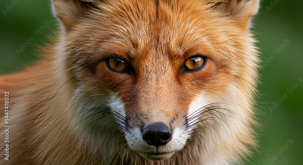Fototapeta premium Magnificent Red Fox Portrait: A Close-Up Encounter with Wildlife