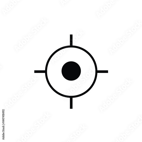 Minimal black target icon with a centered dot and crosshairs on a white background. Ideal for use in user interfaces, GPS apps, or as a symbol for focus or precision.