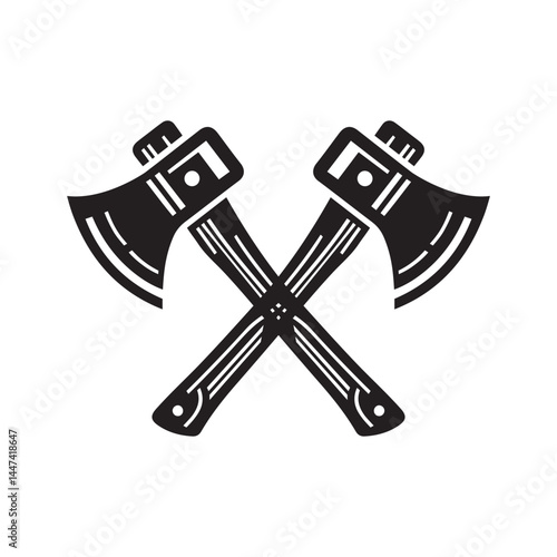 Crossed axe icon silhouette flat vector art illustration design template isolated on a white background.