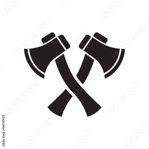 Crossed axe icon silhouette flat vector art illustration design template isolated on a white background.