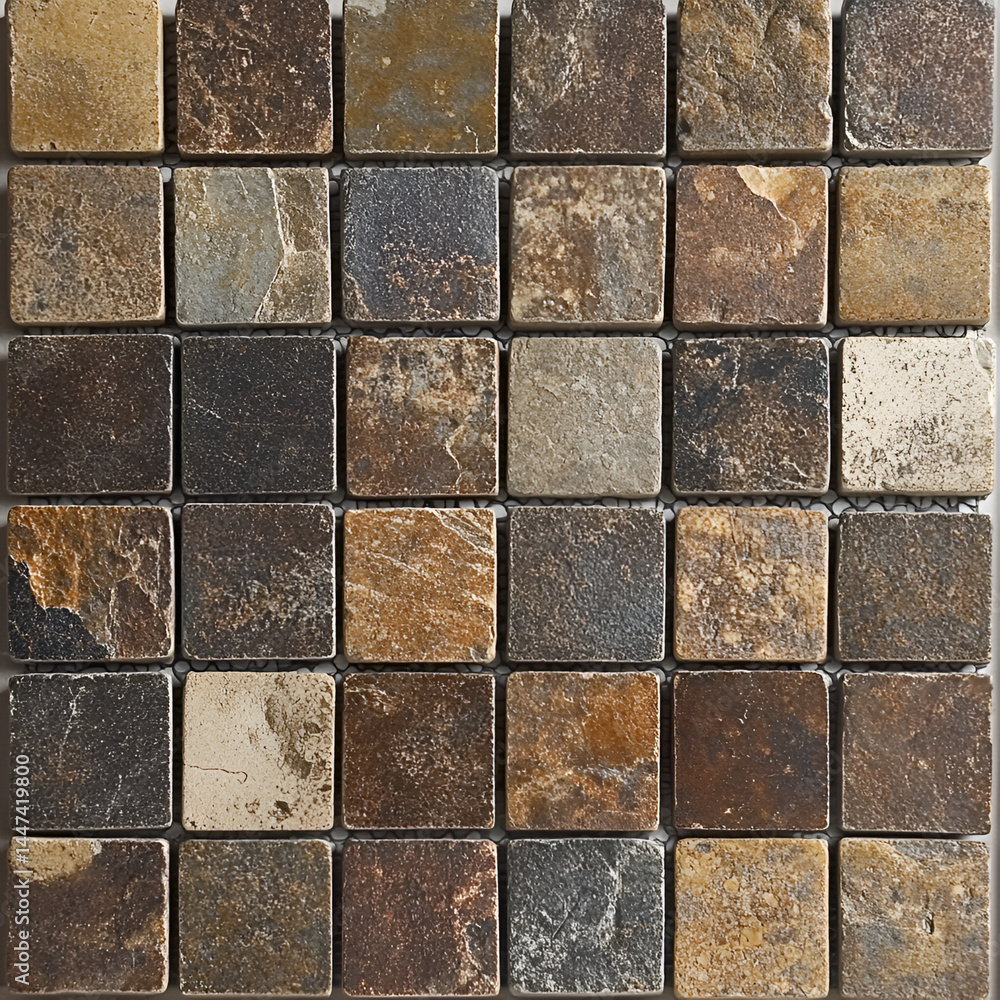 Obraz premium Exploration of mosaic tile design patterns home interior decorative content modern environment top-down view aesthetic appeal