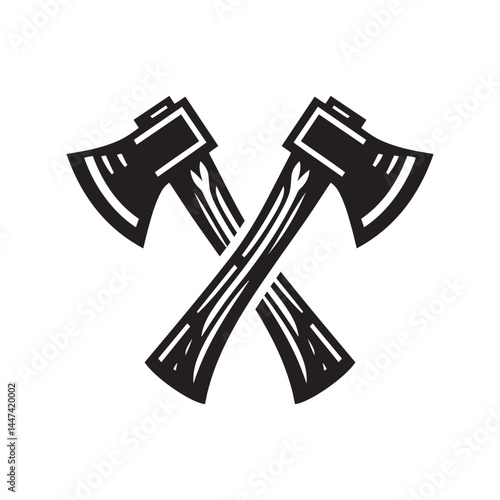 Crossed axe icon silhouette flat vector art illustration design template isolated on a white background.