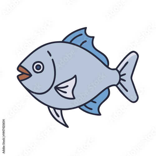 Illustration of blue fish aquatic animal marine life ocean sea creature swimming wildlife drawing