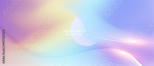 Abstract pastel gradient background with flowing wave lines vertor.
