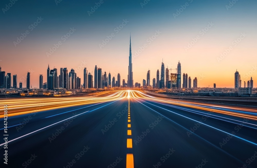 Fototapeta premium Cityscape highway at sunrise