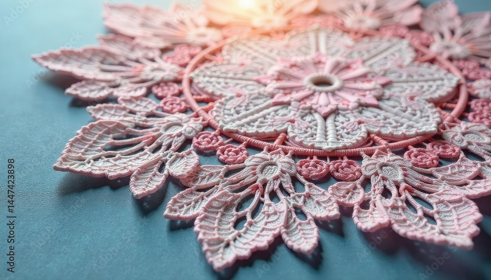 Obraz premium Intricate floral lace doily, delicate texture, background, design