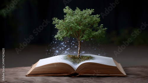 Obraz na płótnie A tree is inside of an open book w salonie