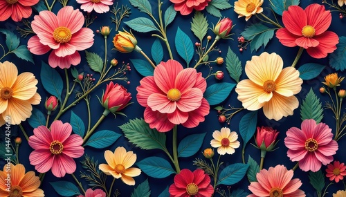 Intricate, flowing floral pattern Continuous, vibrant blooms , flowers, wedding, photography