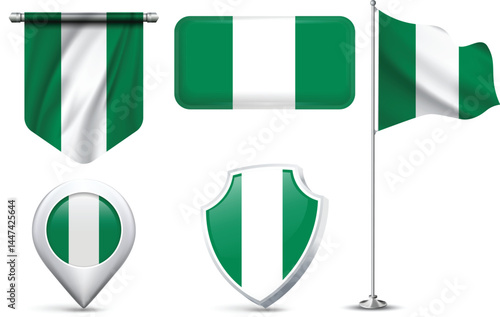 Free Download Set of Nigerian Flags in Different Shapes and Styles - GFXLoad
