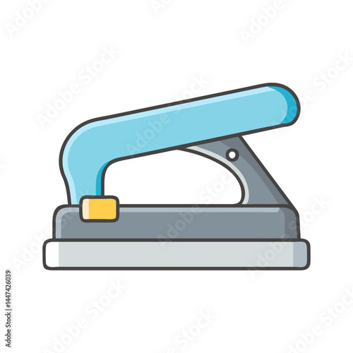 Illustration of a blue hole puncher paper office tool stationery equipment punching device for documents