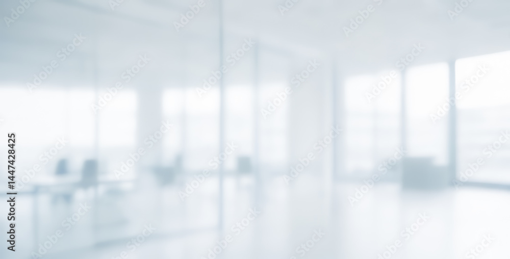 Blurred interior view of a bright office space with windows and furniture. Blurred interior view of a bright office space with windows and furniture.