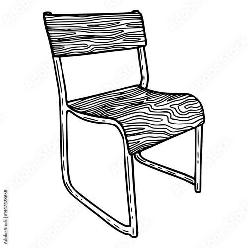 functional chair with wood texture vector art
