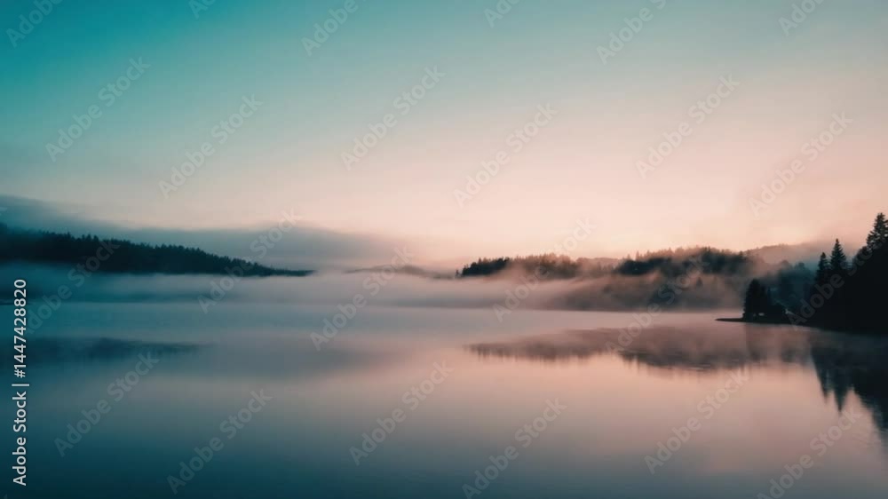 Misty Mountain Lake Sunrise: A Serene Landscape Misty Mountain Lake Sunrise: A Serene Landscape