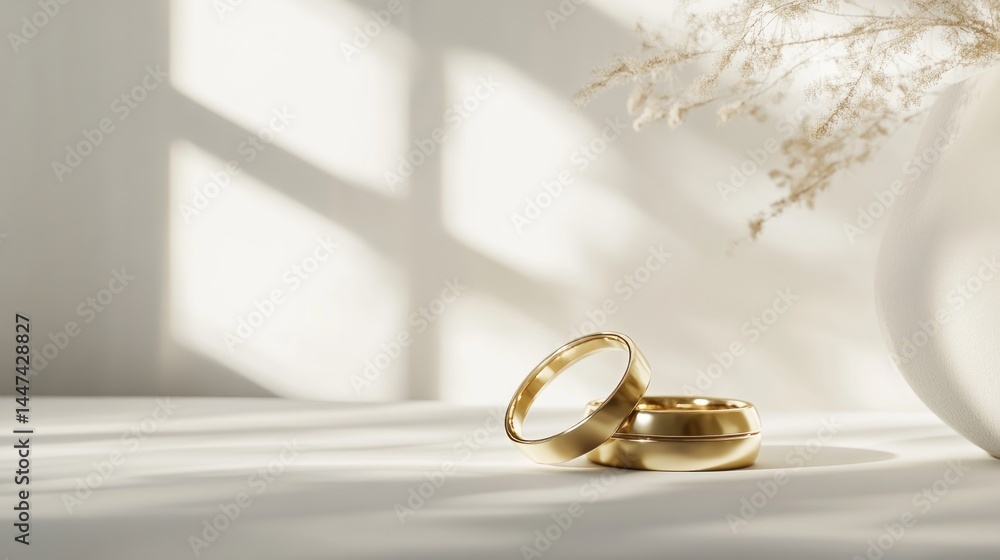 Golden wedding rings on a white surface (4) Golden wedding rings on a white surface (4)