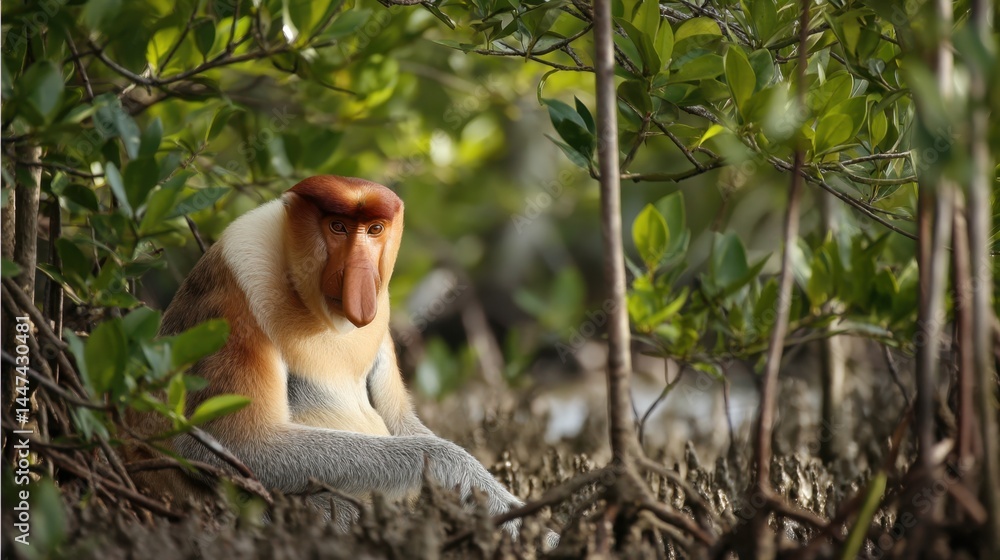 Fototapeta premium Proboscis Monkey in Mangrove Habitat