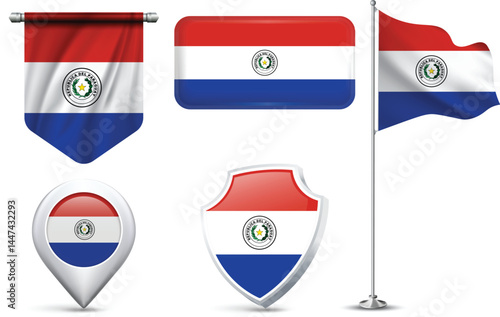 Free Download Set of Paraguayan Flags in Different Shapes and Styles - GFXLoad