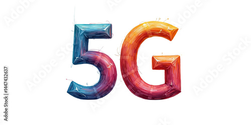 5G Network Colorful Artistic Illustration - Technology