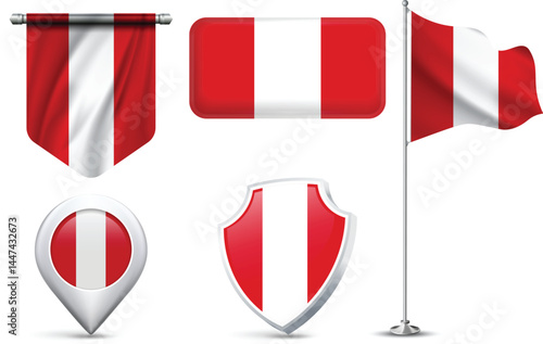 Free Download Set of Peruvian Flags in Different Shapes and Styles - GFXLoad