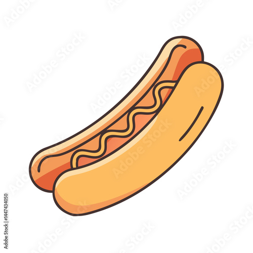 Delicious hotdog with mustard vector illustration food hotdog sausage bun fast food meal lunch snack