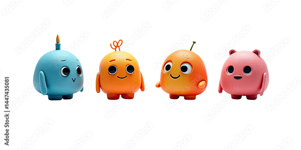 Cute Cartoon Characters, 3D Rendered Friends - 3D rendering Cute Cartoon Characters, 3D Rendered Friends - 3D rendering