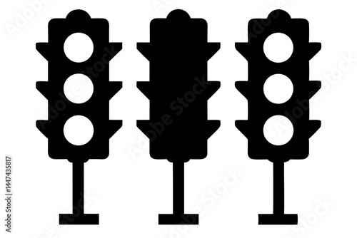 set of Stop Light  silhouette vector illustration