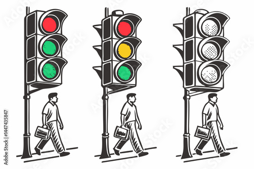 set of Stop Light  silhouette vector illustration