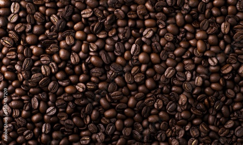 Close-Up View of Roasted Coffee Beans on Dark Background