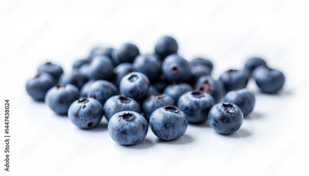 a group of blueberries scattered on a white background a group of blueberries scattered on a white background