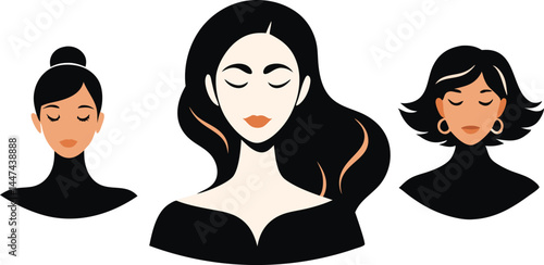 Beauty Treatment Silhouettes Collection. Facial and Body Treatment Silhouettes. Anti Aging and Botox Treatment Silhouettes. Beauty and Skincare Treatment Silhouettes