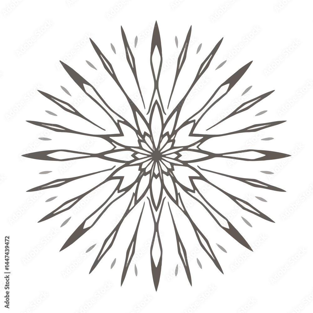 Abstract snowflake design vector illustration for christmas and winter holiday themed graphic projects Abstract snowflake design vector illustration for christmas and winter holiday themed graphic projects