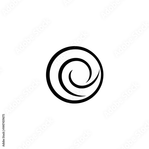 Black spiral swirl circle logo design vector illustration for graphic and web design projects use case