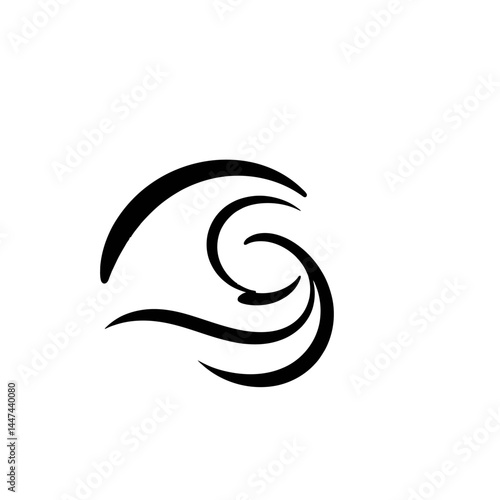 Abstract black and white curved lines illustration design vector graphic simple modern minimal art char