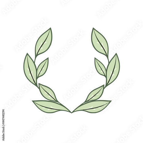 Vector green leaf wreath illustration design element for nature organic logo and decoration design  char