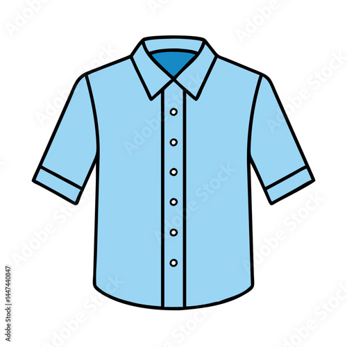 Light blue short sleeve button down shirt vector illustration casual wear apparel design