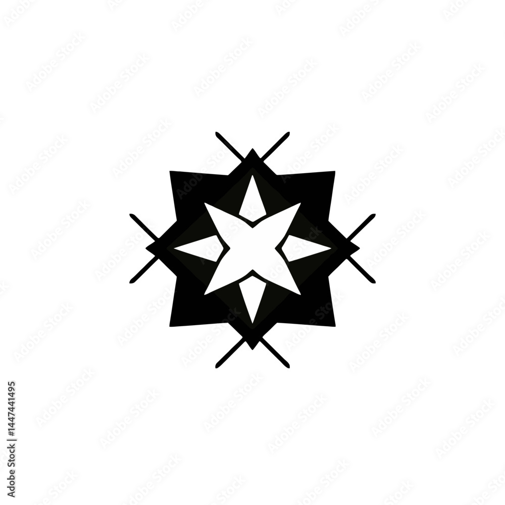 Fototapeta premium Abstract star design black and white geometric pattern vector graphic illustration decorative element art